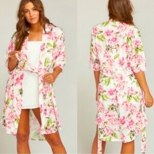 Show Me Your Mumu Floral Brie Robe, Garden of Blooms with belt, one size